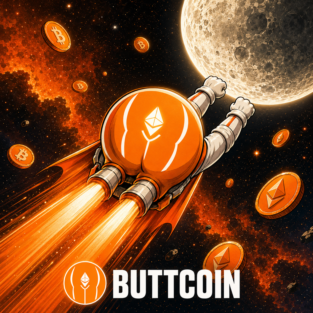 BUTTCOIN rocket to the moon